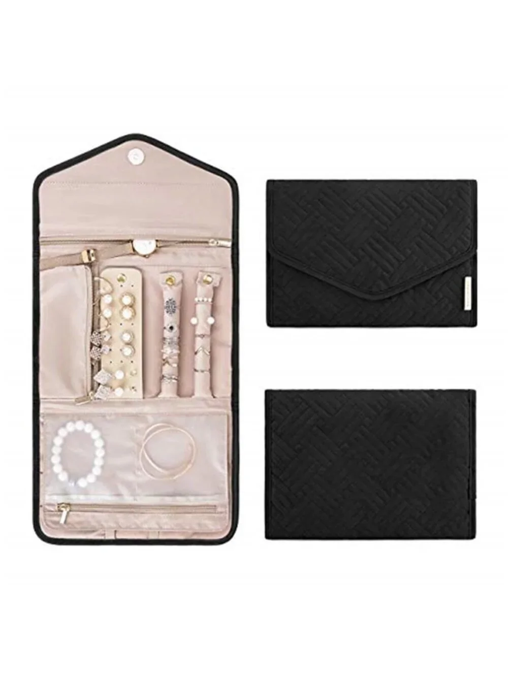 Travel Jewelry Organizer Case Necklace Ring Earring Storage Roll Pouch